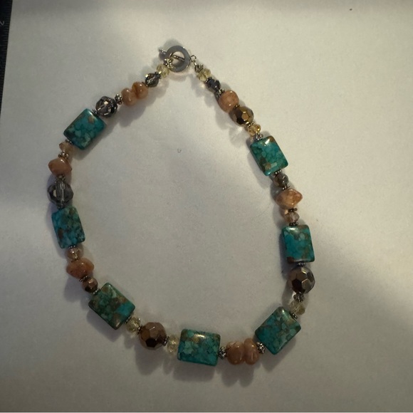 Turquoise and Brown Beaded Necklace - Picture 1 of 5